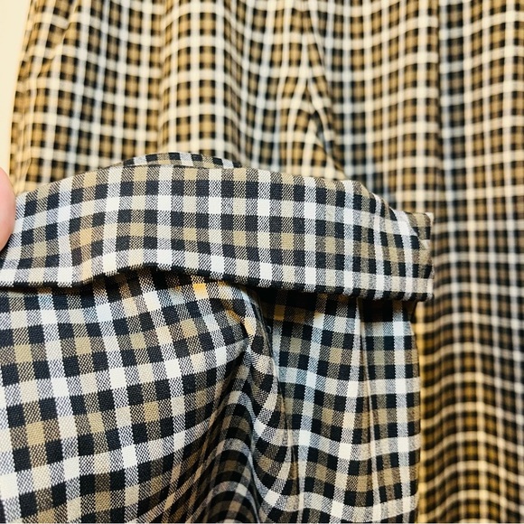 TOPSHOP High Waisted Brown Black Plaid Ankle Trouser Pants | Wide Tapered Leg - Picture 9 of 12